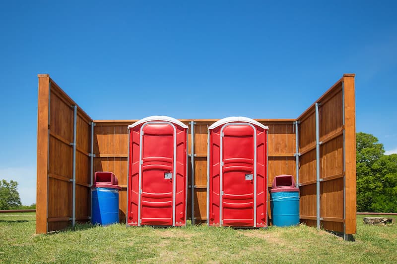 Short-term porta potty units staged for delivery in Atwater, California